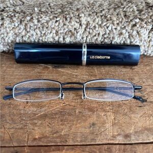 Liz Claiborne Navy Blue Rectangular Glasses